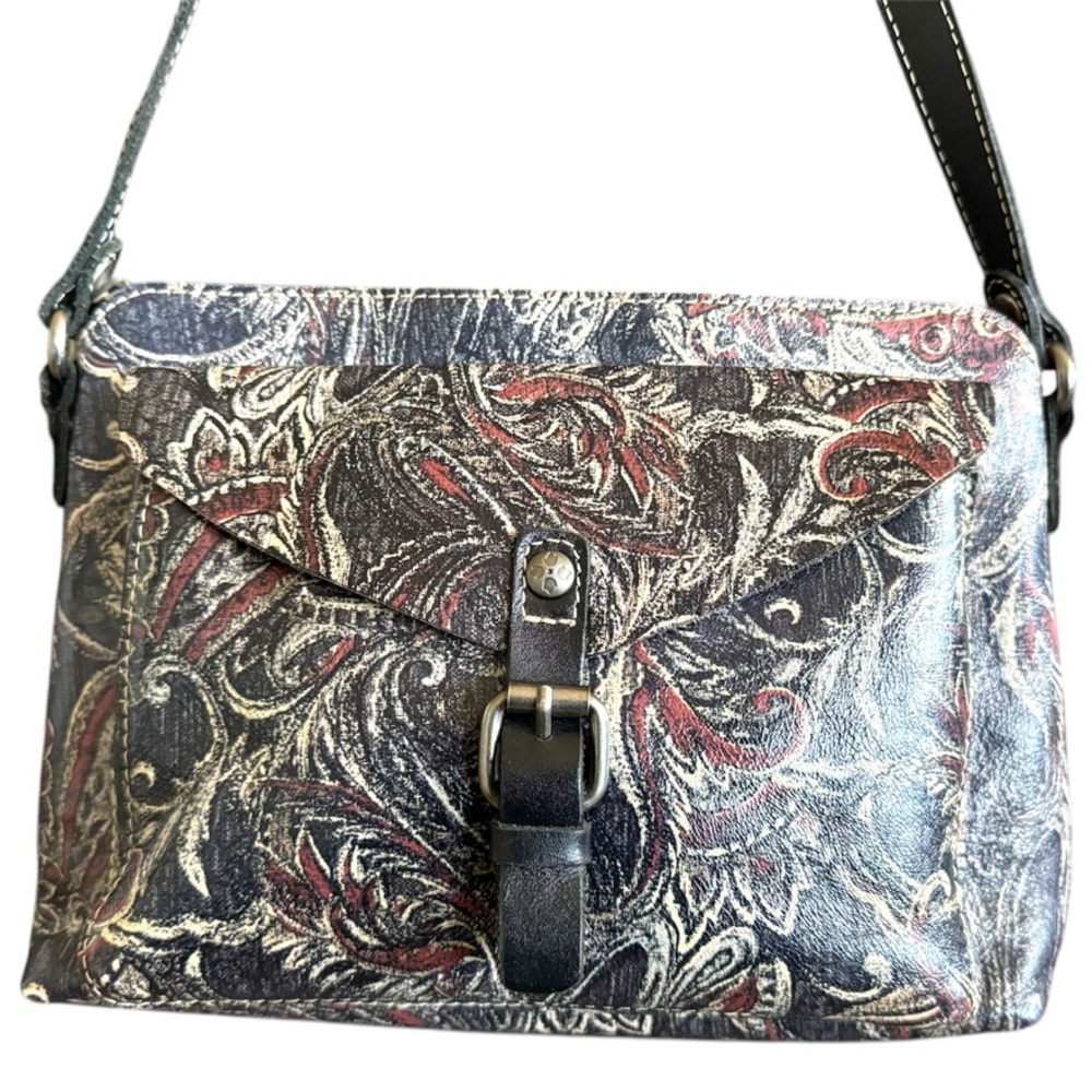 PATRICIA NASH ~ Avellino Rare Paisley Print Leather adjustable Crossbody Handbag